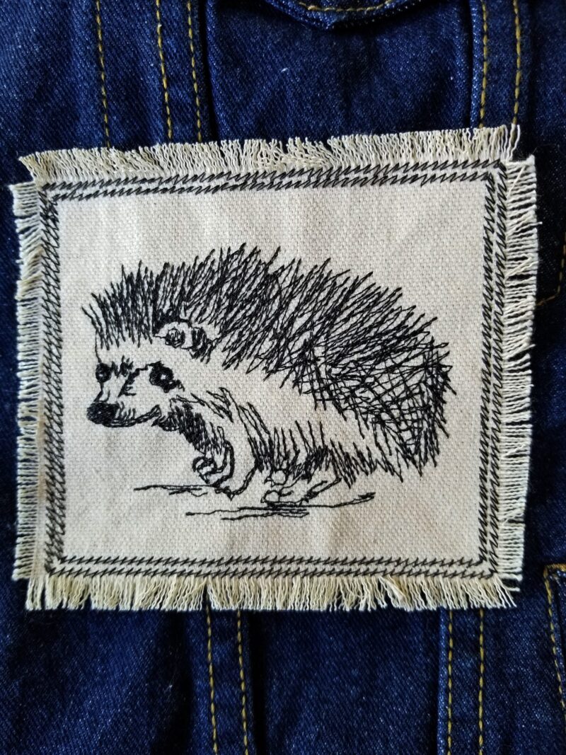 Hedgehog Embroidered Patch Canvas Patch - Image 2