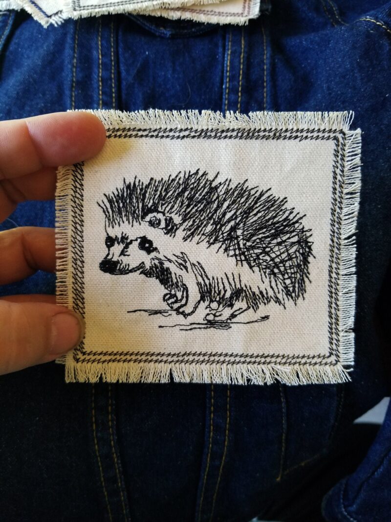 Hedgehog Embroidered Patch Canvas Patch