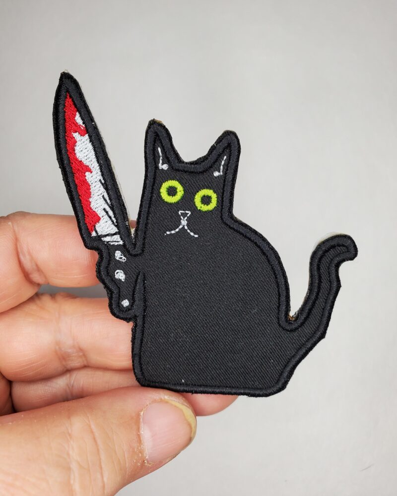 Murder Kitty Iron on Patch - Backpack patch - patch collection - Patch for Hat Funny Cat Patch - Image 2