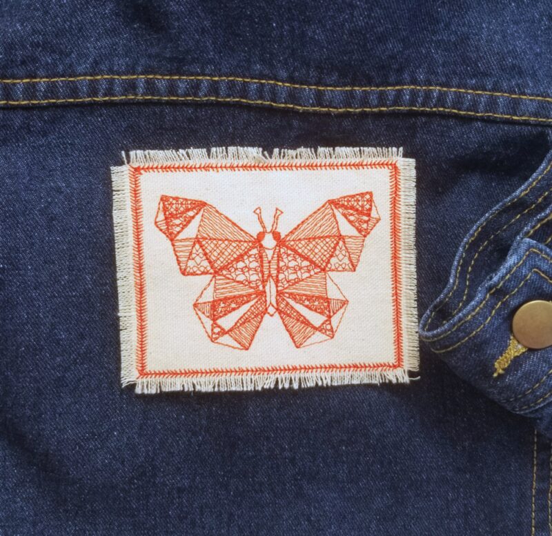 Origami Butterfly  Embroidered Patch Canvas Patch Jacket Backpack - Image 2