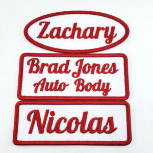 Personalized Name Embroidered Iron On Name Tag - Garage Name Patch - Uniform name patch - Choose your color